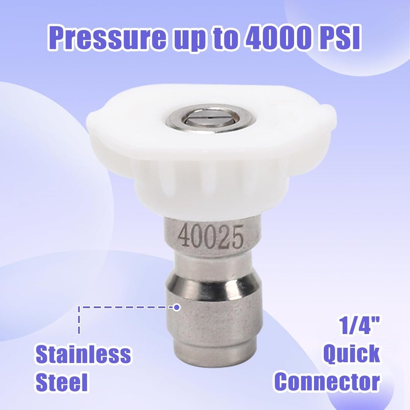 VIPRUSH Pressure Washer Tips, 7 Pack Power Washer Nozzle Tips, 40 Degree White, 1/4 Inch Quick Connect, 4000 PSI - Image 4